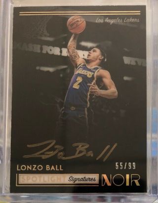 2018 - 19 Panini Noir Lonzo Ball Lakers Spotlight Signatures Auto /99