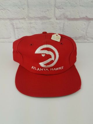 Nwot Vintage 1980s Atlanta Hawks Nba Snapback Hat Cap Twins Enterprise Red 80s