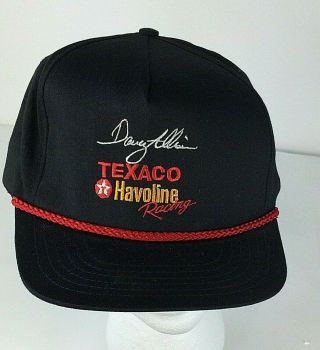 Vintage Davey Allison Texaco Havoline Racing Hat With Red Braided Cord Strapback