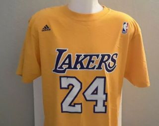 Los Angeles Lakers Kobe Bryant 24 Adidas Goldenrod Jersey Style T - Shirt Sz L