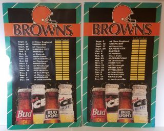 (2) 1995 Cleveland Browns Nfl Professional Football Cardboard Schedule Posters