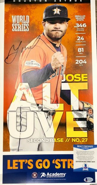 Jose Altuve Signed World Series Poster Beckett Astros Authentic Autograph