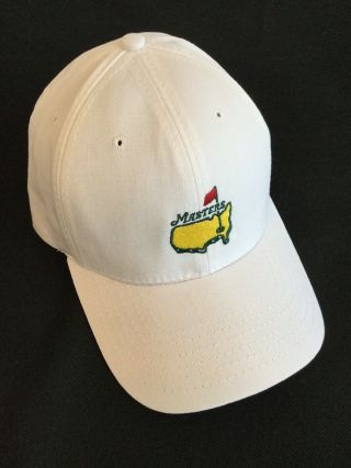 Masters White Hat Cap Golf Leather Adjustable Strap Augusta National Men 