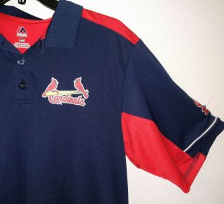 Majestic St.  Louis Cardinals Pullover Polo Shirt Mens Large 2
