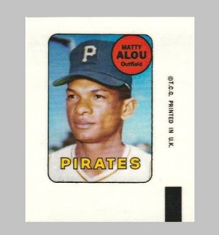 1969 Topps Decals 4 Matty Alou - Pittsburgh Pirates -