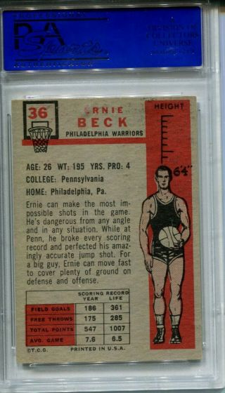 1957 Topps Ernie Beck 36 PSA 7.  NM 2