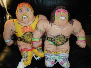 1990 Hulk Hogan Ultimate Warrior Wrestling Buddies Tonka Wwf Wwe Plush Pillow
