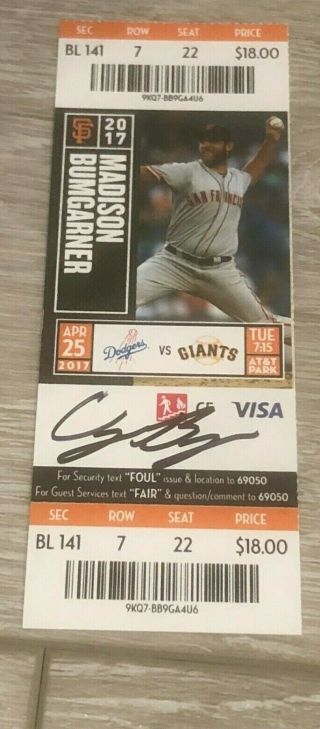 Cody Bellinger Ip Auto Signed Mlb Debut Ticket 4/25/17 Dodgers Mlb Auth
