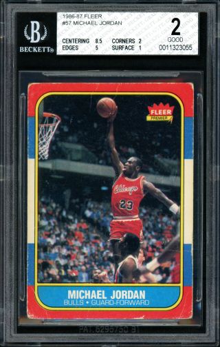 Michael Jordan 1986 - 87 Fleer Rookie Card 57 Bulls Graded 2 Beckett Bgs 11323055