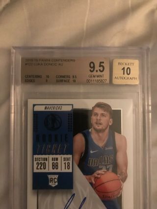 2018 Panini Contenders Luka Doncic ROOKIE RC AUTO 122 BGS 9.  5 GEM 2