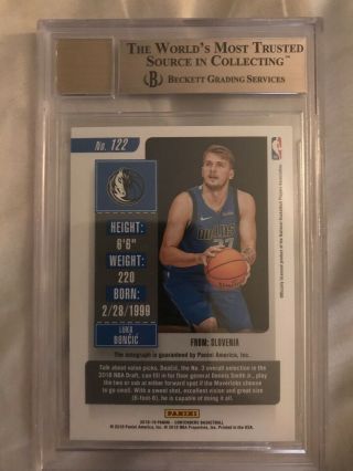 2018 Panini Contenders Luka Doncic ROOKIE RC AUTO 122 BGS 9.  5 GEM 3