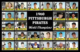1960 Pittsburgh Pirates Poster World Series Team Decor Man Cave Birthday Gift 60