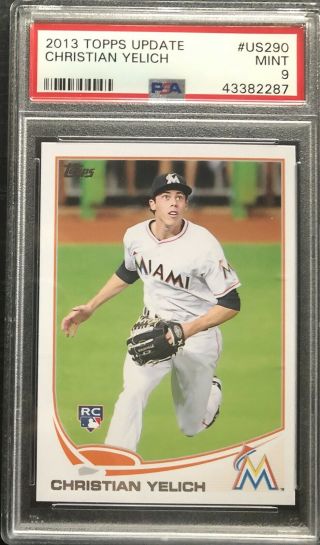 2013 Topps Update Us290 Christian Yelich Miami Marlins Rc Rookie Psa 9