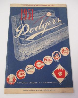 1951 Brooklyn Dodgers Vs York Giants Program