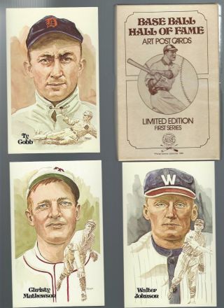 1980 Perez - Steele Hall Of Fame Postcards 1st Series Babe Ruth Ty Cobb Lou Gehrig