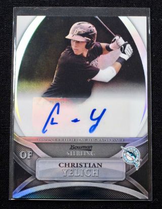 2010 Bowman Sterling Christian Yelich Autograph Auto Rc Black Refractor D/25