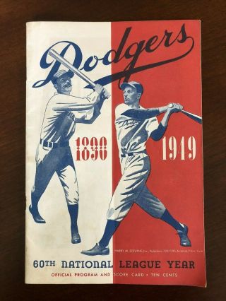 1949 Brooklyn Dodgers Vs Pittsburgh Pirates Official Program & Scorecard