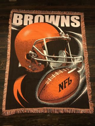 The Northwest Company Cleveland Browns Nfl Tapestry Throw 59” X 46” Euc