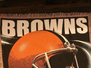 The Northwest Company Cleveland Browns NFL Tapestry Throw 59” X 46” EUC 4