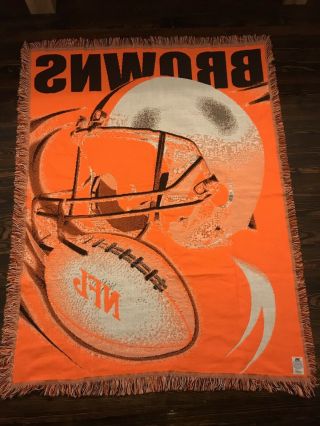 The Northwest Company Cleveland Browns NFL Tapestry Throw 59” X 46” EUC 8