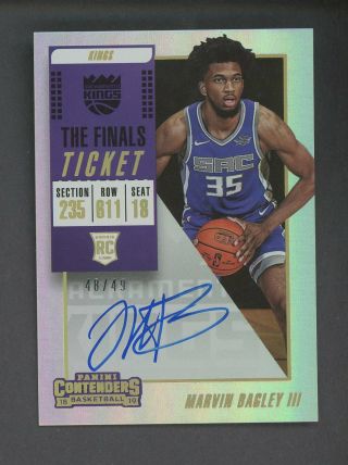 2018 - 19 Panini Contenders The Finals Ticket Marvin Bagley Iii Rc Auto 48/49