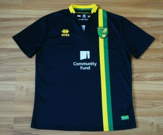 Norwich City England 2016 - 2017 Away Football Shirt Jersey Errea Size Large Black