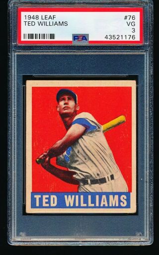 1948 Leaf Ted Williams 76 Psa 3 - Centered,  No Creases,  Terrific Color