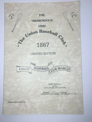 Collectible Sheet Music " Union Base Ball March " 721,  1990,  Jordan Publication