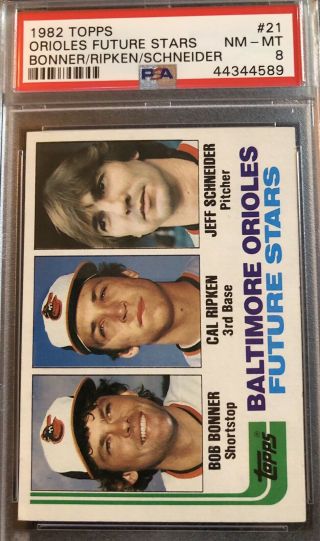 1982 Topps 21 Cal Ripken Jr.  Psa 8 Nm - Mt Rookie Card Orioles Orioles Rookies
