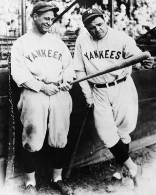 York Yankees Babe Ruth & Lou Gehrig Glossy 8x10 Photo Baseball Poster