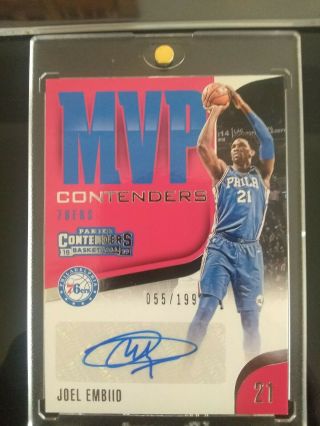 2018 - 19 Mvp Contenders Joel Embiid Autograph 55/199 Philadelphia 76ers
