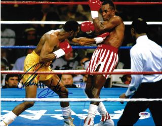 Tommy Hitman Hearns Signed 11x14 Boxing Photo - Sugar Punch Psa/dna