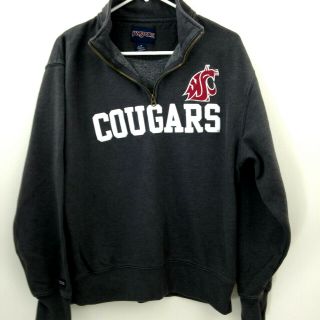 Washington State University 1/4 Zip Sweatshirt Adult Medium Cougars Wsu Gray