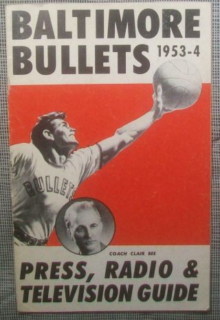 1953 - 4 Baltimore Bullets Nba Press Radio Tv Guide Yearbook Program Ray Felix Roy
