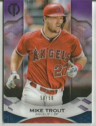 2019 Topps Tribute Mike Trout Purple Refractor Sp 50/50 Angels Last 1/1