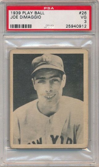 Joe Dimaggio 1939 Play Ball 26 Rc Rookie Card York Yankees Psa 3 Vg
