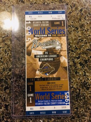 1995 World Series Game 1 Ticket Stub Braves,  Indians