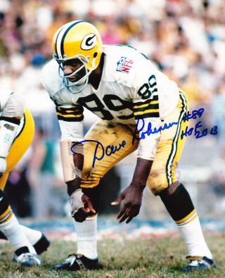 Dave Robinson Autograph Signed 8x10 Photo Green Bay Packers Hof