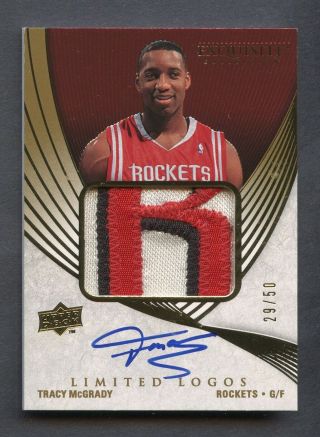 2007 - 08 Ud Exquisite Limited Logos Tracy Mcgrady Rockets Logo Patch Auto 29/50