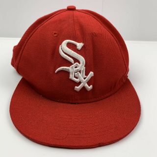 Chicago White Sox All Red Era Hat 7 3/8 Fitted Wool Baseball Cap Mlb Guc