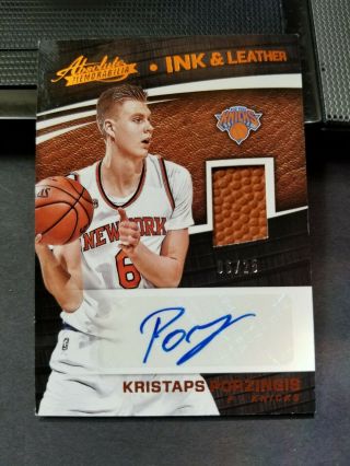 2017/18 Absolute Ink And Leather Kristaps Porzingis 06/25 Jersey Number