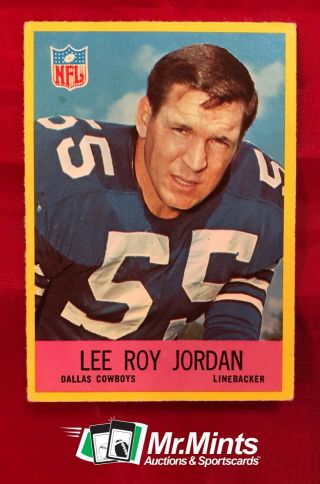 1967 Philadelphia Football Card 54 Lee Roy Jordan Rookie Dallas Cowboys