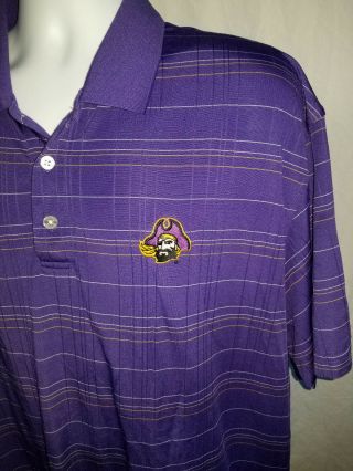 East Carolina University ECU Pirates Purple Golf Polo Shirt Sz 2XL XXL 2