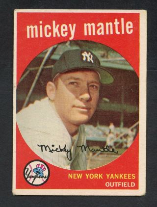 1959 Topps 10 Mickey Mantle York Yankees Hof