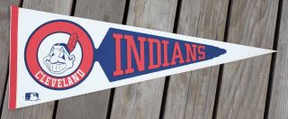 Vintage Cleveland Indians Pennant Banner Mlb Baseball Chief Wahoo 70’s 30x11.  5 "