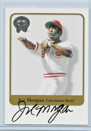 2001 01 Fleer Greats Of The Game Joe Morgan Auto Signature On Card " Reds " Sp
