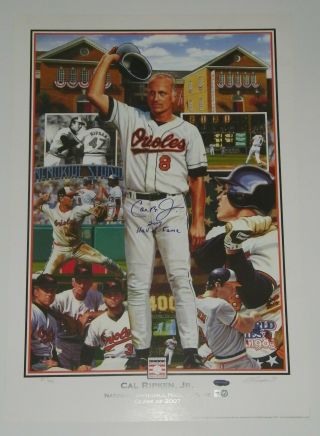 Cal Ripken Jr Signed Auto 17x25 Hof Lithograph W/hall Of Fame 07 - Mlb Authentic