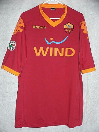 As Roma Serie A Patch Italy Soccer Shirt 2009 - 10 Totti Toni Kappa Jersey Sze Xxl