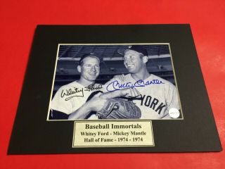 Mickey Mantle And Whitey Ford Signed 5x7 Photo With Certificate Of Authenticity