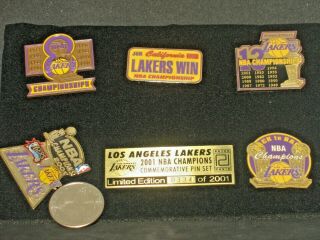 Los Angeles Lakers 2001 Six Pin Nba Champions Commemorative Set (0334/2001)